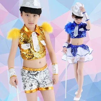 Copii paiete jazz dans Latin dance performance costume nou stil de vara fete baieti grădiniță costume de dans