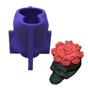 3D Rose Skull Lumânare Rășină Epoxidică Mulaj Sapun Silicon Mucegai Meserii DIY Acasă Ornamente de Turnare Instrumente