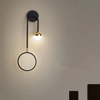 Nordic lampă de perete Stil de design de Perete Tranșee Creative minge de sticlă lampă Slabă pentru TV de Fundal Culoar Hotel Studiu patul de perete de lumină