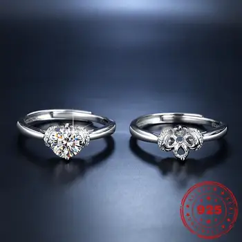 HOYON reale D culoare VVS Moissanite inel cu diamant pentru femei nuntă șase gheare singur rând de sex feminin inel argint 925 inel