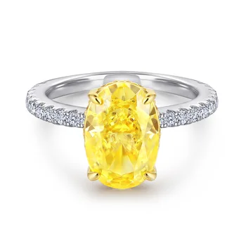 Europa și Statele Unite nou S925 argint retro diamant galben doamnelor moda inel de lux lumina rece 5A zircon ring