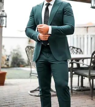 Frumos De Culoare Verde Închis Cavalerii De Onoare Costume De Moda Noua Mirele Purta Costume De Nunta Pentru Cel Mai Bun Barbati Slim Fit Mire Costume Pentru Om(Sacou+Pantaloni
