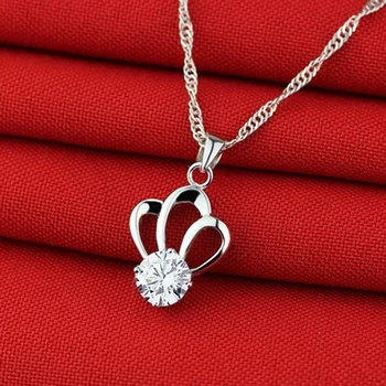 KOFSAC Noua Moda Argint 925 Coliere Pentru Femei Stralucitor Zirconiu Coroana Drăguț Pandantiv Bijuterii Fată Cadouri de Ziua Îndrăgostiților