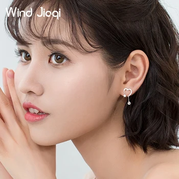 Zircon Inima Star Leagăn Lung Picătură Cercei Pentru Femeile Veritabil 925 Sterling Silver-Coreean Dulce Drăguț Accesorii Bijuterii