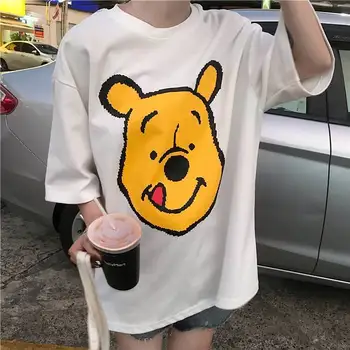 Disney Pooh Urs Anime Bumbac nou amuzante personalizate cu maneci scurte t-shirt student de sex feminin liber ins jumătate maneca top de vară