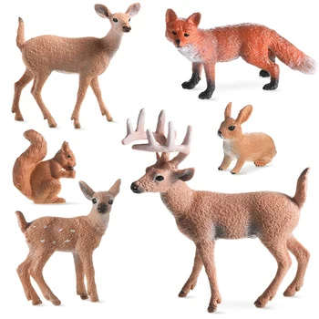 FBIL-6 Bucati Animalele din Pădure Cifre Creaturi de Pădure Figurine Veveriță Cerb, Iepure de Familie Figurine in Miniatura Jucarii