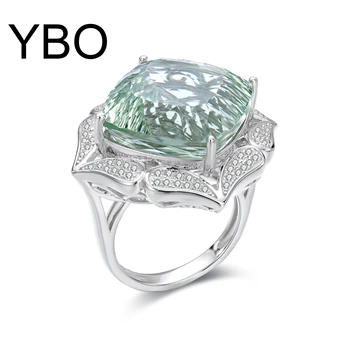 YBO Verde Natural Ametist Argint 925 Inele Pentru Femei 17mm Pietre pretioase Bijuterii de Lux Doamnelor de Ziua Inele de Logodna