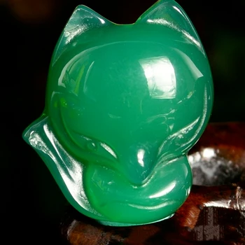 Naturale de Calcedonie Verde Chinezesc sculptat manual Fox Pandantiv Moda Bijuterii Bărbați și Femei Verde Agat Colier Populare Cadouri