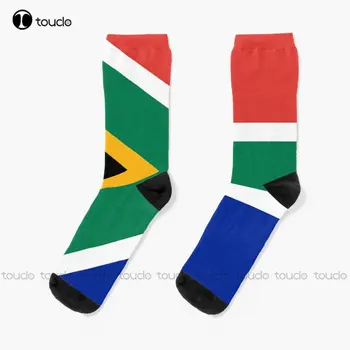 Africa De Sud Flag Șosete Halloween Sosete Femei Personalizate Personalizate Unisex Adulti Tineri Tineri Ciorapi De 360° Print Digital