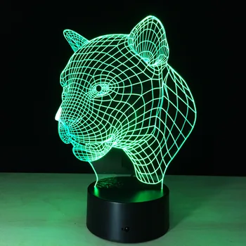 Leopard, leu, cap de tigru figura vizuale 3D LED 7 culori reglabil de control de la Distanță de Acțiune figura Copii Cadouri Y63