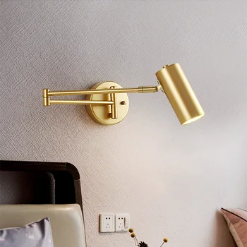 Nordic Simplu Dublu-secțiunea Leagăn Brațul Rotativ iluminat de Aur Home Decor Interior Dormitor Studiu CONDUS Lampă de Perete Modernă