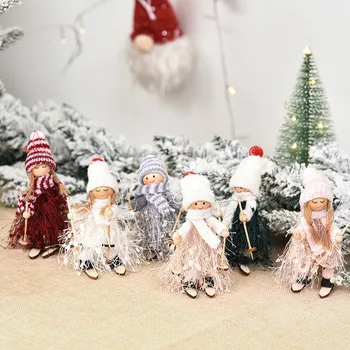 Casa Decor De Crăciun Navidad 2023 Crăciun Fericit Din Lemn Franjuri Fata De Schi Papusa Pandantiv Natal Noel Pomul De Craciun Ornament Decor