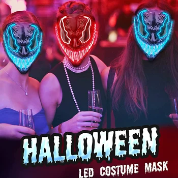 Halloween-ul a CONDUS Masca Înfricoșătoare Stralucitoare Masca Cosplay Costum pentru Petrecerea de Halloween Decor Luminos Groază Masca cu 3 Moduri de Iluminare