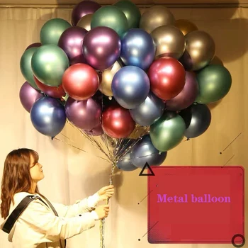 10 Inch, 12 Inch Ziua De Naștere Petrecere De Nunta Magazin Fereastră Aspect Creativ Groase Rezistente La Explozie De Culoare Crom Metal Balon 016