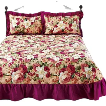 Home Textile Cuvertură de pat de Iarna Matlasat Bumbac Foaie Volane pillowcase100% bumbac Bedskirt de Lux American de Flori de Dormit Acoperă