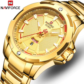 Noi Naviforce Mens Ceasuri De Aur Top Brand De Ceasuri De Lux Pentru Bărbați Din Oțel Inoxidabil Cuarț Impermeabil Bărbați Ceasuri Relogio Masculino