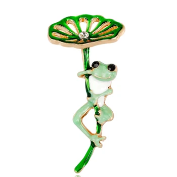 Zlxgirl bijuterii de Moda Broasca Verde Frunze Broșe Aliaj Animale Femei Petrecerea de Banchet Brosa Fete Pălării Esarfa Accesorii Cadouri
