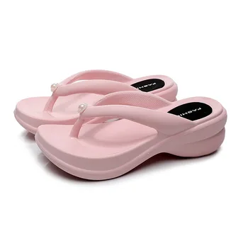 Noua Moda 2022 Pantofi De Vara Pentru Femei Papuci Roz Pene Platforma Plaja Slide-Uri De Femei Sandale