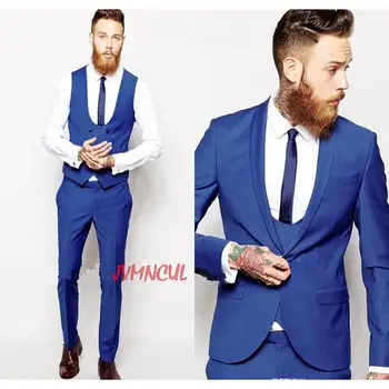 Personalizat Albastru Regal Costume Pentru Bărbați Clasice Mirele Om Fracuri Sacou Pantaloni Mirele Petrecere Costume(Sacou+Pantaloni+Vesta+Cravata)