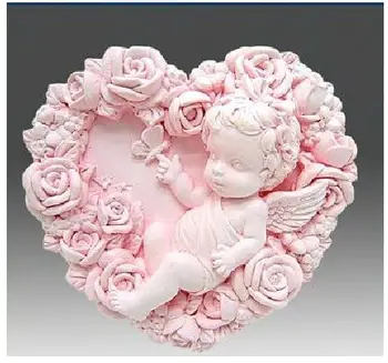 Mama Copilului lui Angel model trandafir in forma de inima săpun manual mucegai Fondant Ciocolata tort mucegai, mucegai de Copt instrumente DIY