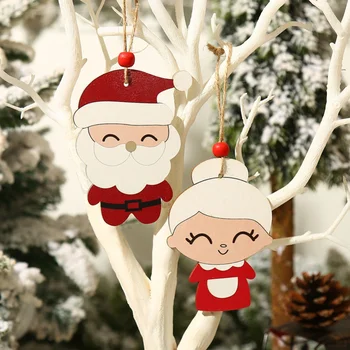 Drăguț Mos Craciun Ornamente Din Lemn De Cuplu Papusa Pandantiv Decor De Crăciun Pentru Acasă Bradul De Crăciun Penants Ornament 2022 Cadou De Anul Nou