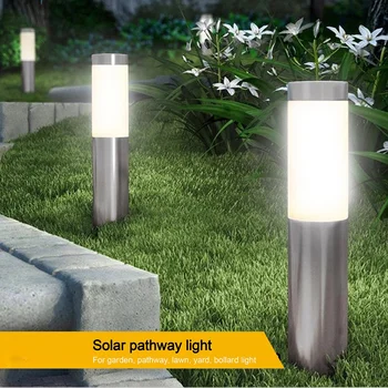 De argint din Oțel Inoxidabil LED Putere Solară Lumina Impermeabil în aer liber Lumina de Peisaj Grădină cu Gazon, cu Lampă Pentru Calea Curte Terasa de Iluminat