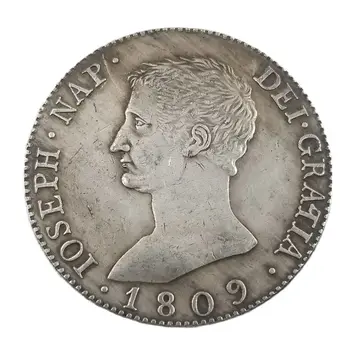 1809 Spania Argint Placat Cu Copia De Monede De Colecție De Monede Decor Acasă Ambarcațiuni Medalie De Monedă Desktop Ornament De Craciun Cadouri