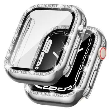 Sticla+capac Pentru apple watch caz 45mm 44mm 40mm 42mm 38mm bara de protecție Ecran Protector Apple watch band serie SE 7 6 5 4 accesorii