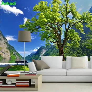 Peisaj picturi murale copaci lacuri peisaje living sufragerie canapea dormitor, TV tapet de fundal de fundal Papel de parede