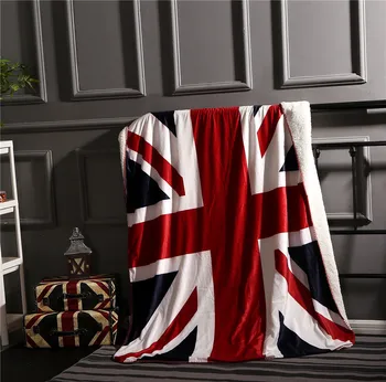 Lenjerie de pat Pavilion Britanic/American Flag Miel Lână Dublu-strat Paturi Aer Condiționat, Canapea, Pătură de Lână Arunca Pătură 130x160cm
