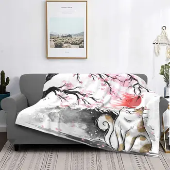 Manta de gato Sakura, colcha o cuadros para cama, canapea, manta doble, cubrecamas para cama
