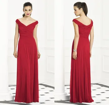 vestido de festa Personalizate plaja Sexy roșu șifon V-neck mâneci capac partid rochie rafinat personalizate lungi rochii domnișoare de onoare