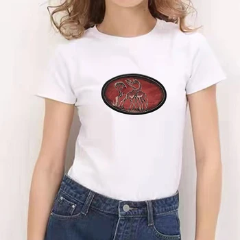 Supradimensionate pentru Femei T-shirt Femei Topuri Tee Animal Grafic de Imprimare Alb-Camasi de Vara Tricouri Scurte Moda Streetwears Alb Tees