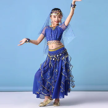 Nou Stil Pentru Copii Belly Dance Costum Dans Oriental Costume Fete Dans Din Buric Dansatoare Haine Dans Indian Costume Set Pentru Copil