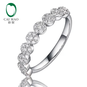CaiMao Naturale 0.34 ctw Cluser Diamante Banda de Aur Alb 14kt de Logodna Inel de Nunta pentru Femei