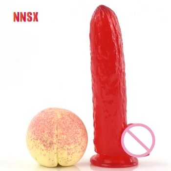 NNSX Simulat Castravete Vibrator Anal Plug Vin Roșu ventuza cu Cap Rotund Textura Masturbari Vagine G-spot Jucarii Sexuale Pentru Femei