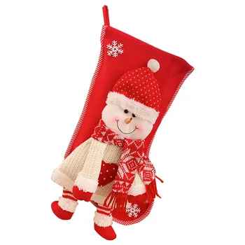 Ornament de crăciun Tricotate Trei-dimensională de Moș Crăciun, om de Zăpadă Cadou Sac Decorare Pom de Crăciun Candy Bag