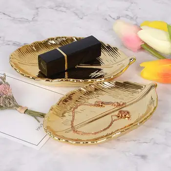 Tovarășii Foita de Aur de Bijuterii Tava Ceramica Inel Cercei Organizator Breloc fel de Mâncare Acasă Decorative, Cadou de casă nouă pentru fata