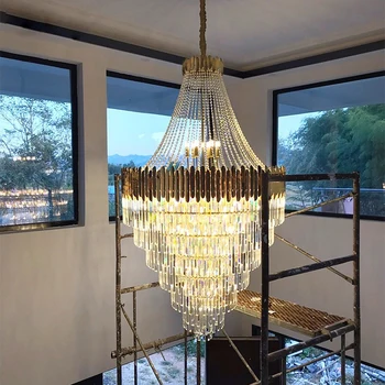 2020 Mare Candelabru de Cristal în Duplex Clădire de Lux, Hotel de Inginerie Vila Living Gol Candelabru