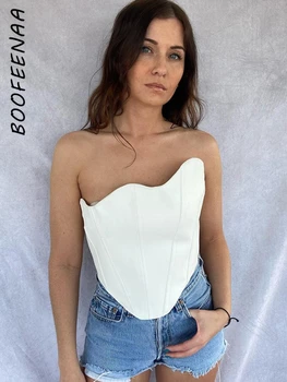 BOOFEENAA Neregulate Crop Top de Vară 2022 Femei de Moda de Îmbrăcăminte Sexy cu Fermoar Backless Tub de Top Clubwear Busiter Corset C85-CH13