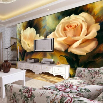 welyu Personalizate обои 3d murală living pictură în ulei a crescut de fundal de perete dormitor cafe hotel decor pictura imagini de fundal