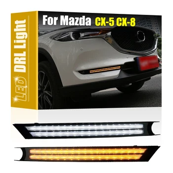 2 buc Bara Fata LED-uri Albe lumini de Zi Lumina de Chihlimbar Dinamic de Semnalizare Pentru Mazda CX-5 CX5 CX-8 CX8 2017 2018 219 2020 2021