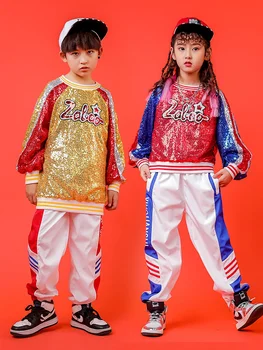 Băieți luminoase film de performanță haine fete personalitate catwalk moda haine pentru copii 61 de performanță haine hip hop costum