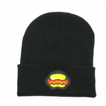Hot Dog Broderie Îngroșa Tricot Pălărie de Iarnă Pălărie Cald Chelioși Capac Beanie Hat pentru Barbati si Femei 244