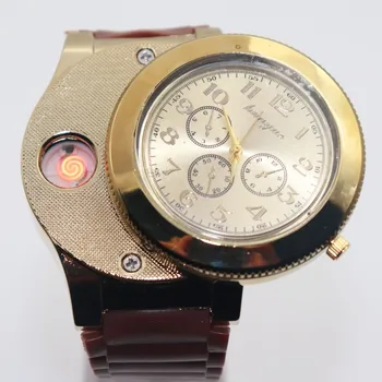 2020 Moda Sport Ceasuri Bărbați Ceasuri de Aur de Încărcare USB Bricheta Ceasuri Silicon Trupa Cuarț Ceasuri Relogio Masculino