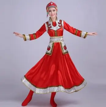 albastru chineză minoritate costume pentru femei națională costume de dans pentru adulti featival dans îmbrăcăminte mongolia rochie pentru femei