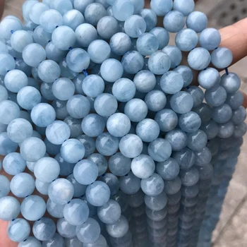 Albastru Acvamarin Cristal margele Natura Piatră de formă Rotundă Spațiu Liber Margele Pentru a Face Bijuterii DIY8mm 10mm