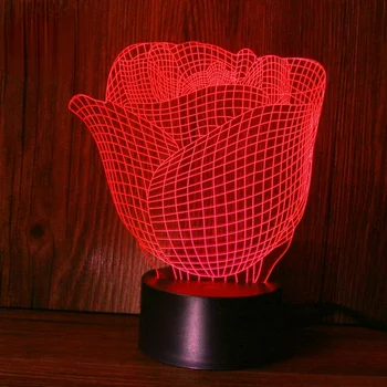 3d Rose Lampa 3D Led Lumina de Noapte Cadou de Ziua Îndrăgostiților 3D pline de culoare de Control de la Distanță Creative a Crescut Lampa de Noapte Iluzie Cameră Decor