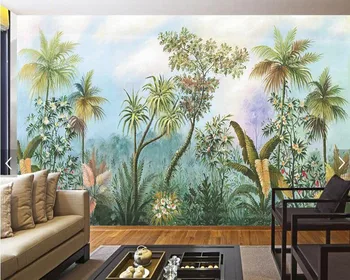 Tapet personalizat pentru pereti 3d, banane coco tropicală pădure picturi murale pentru camera de zi bar de decor decor de perete tapet