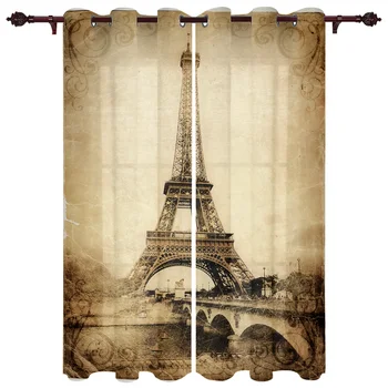 Nostalgic Turnul Eiffel Perdele pentru Living Modern, Fereastră Perdele pentru Dormitor, Bucătărie, Camera Copil Tratamente Fereastra
